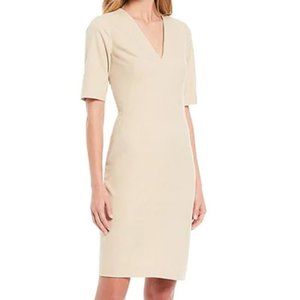 Antonio Melani Rooney Slub V-Neck Quarter Sleeve Dress, Khaki, Size 8